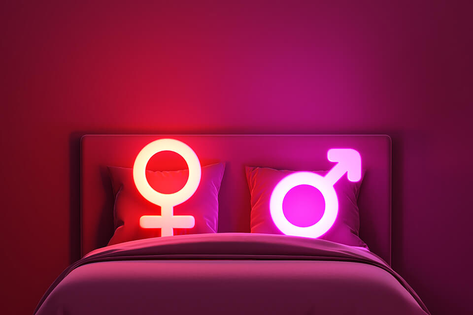 ベッド_女_男_記号