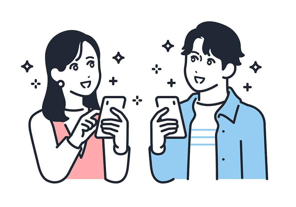 男女_スマホ_イラスト
