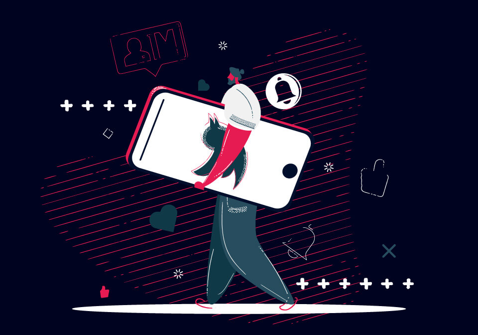 スマホを抱える男